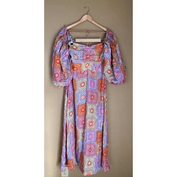 NWT Sundress linen patchwork bandana print Emilia long midi maxi dress - Picture 9 of 12
